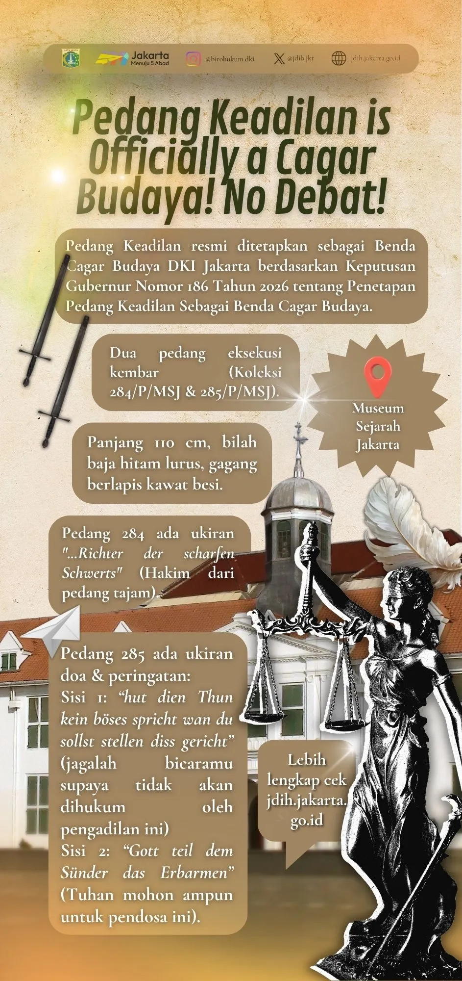 Keputusan Gubernur Nomor 186 Tahun 2026 tentang Penetapan Pedang Keadilan Sebagai Benda Cagar Budaya