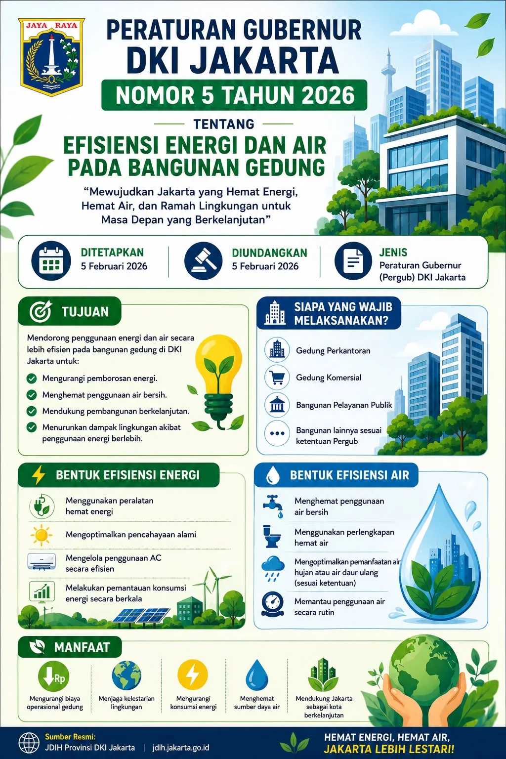 Peraturan Gubernur Nomor 5 Tahun 2026 tentang Efisiensi Energi dan Air pada Bangunan Gedung